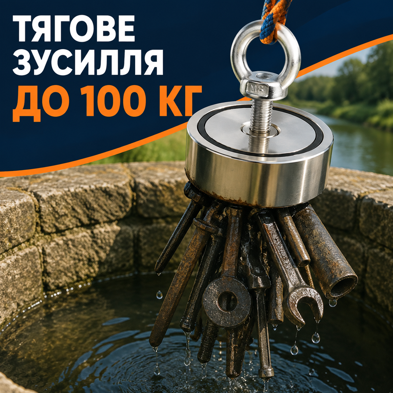 Поисковый магнит до 100 кг в воде