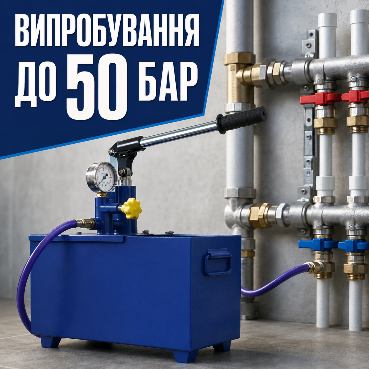 Насос проверяет давление до 50 бар