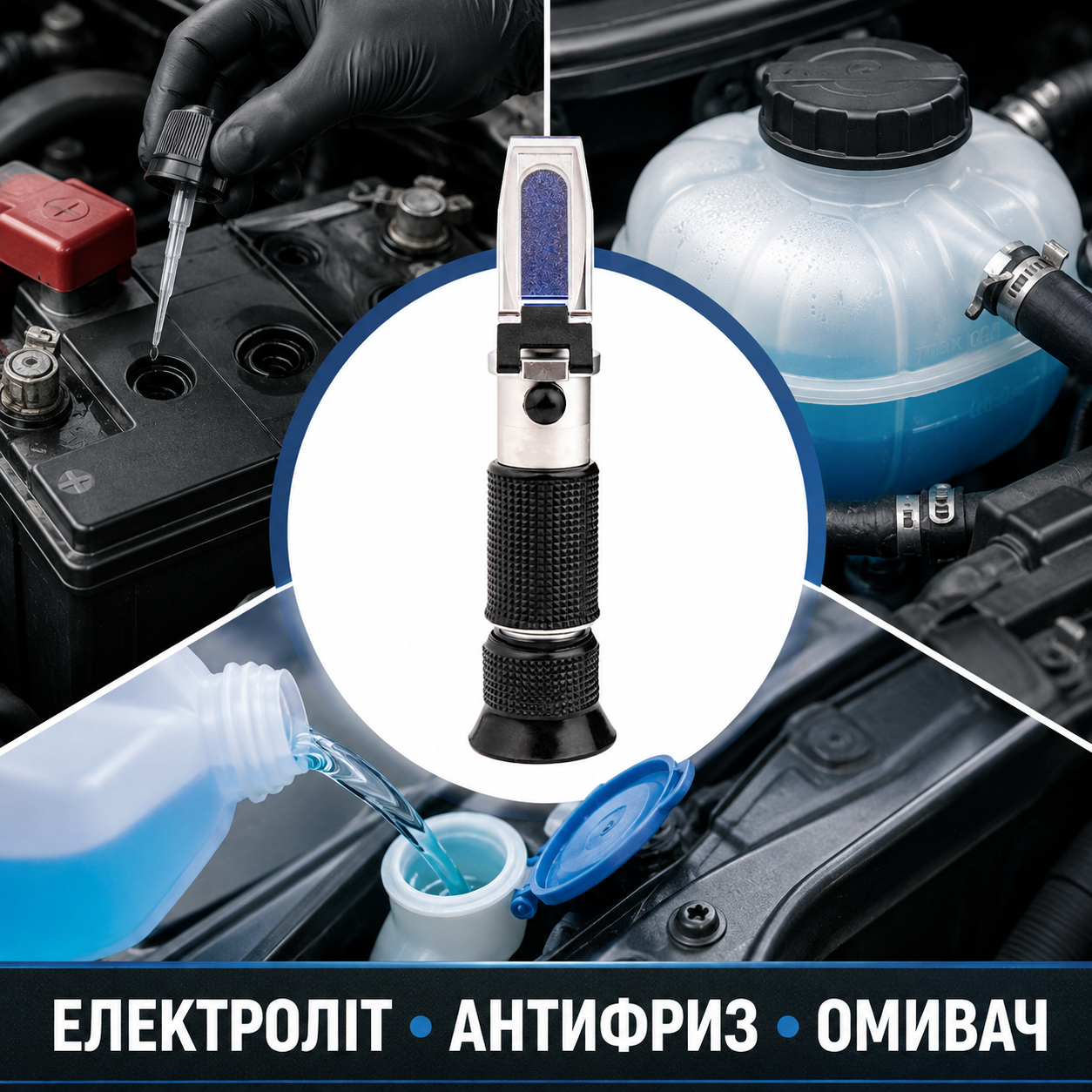 Рефрактометр для электролита антифриза и омывателя