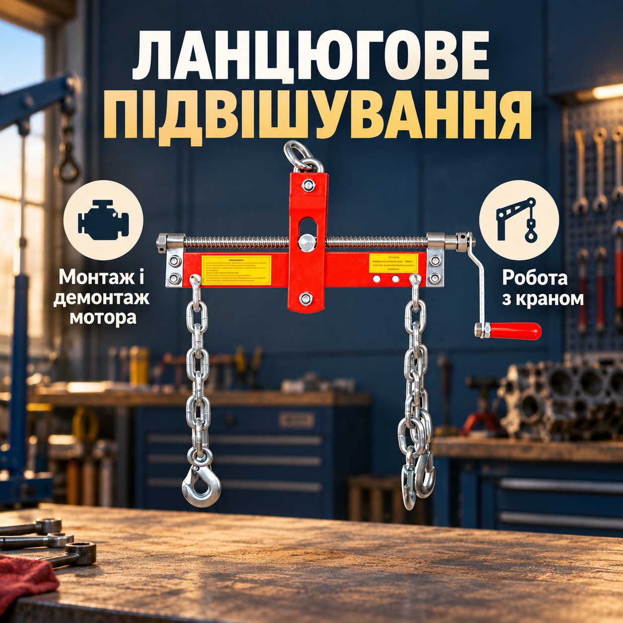Ланцюговий підвіс для моторних робіт
