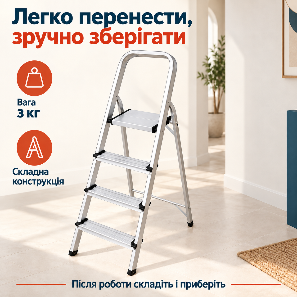 Маса 3 кг і складна рама