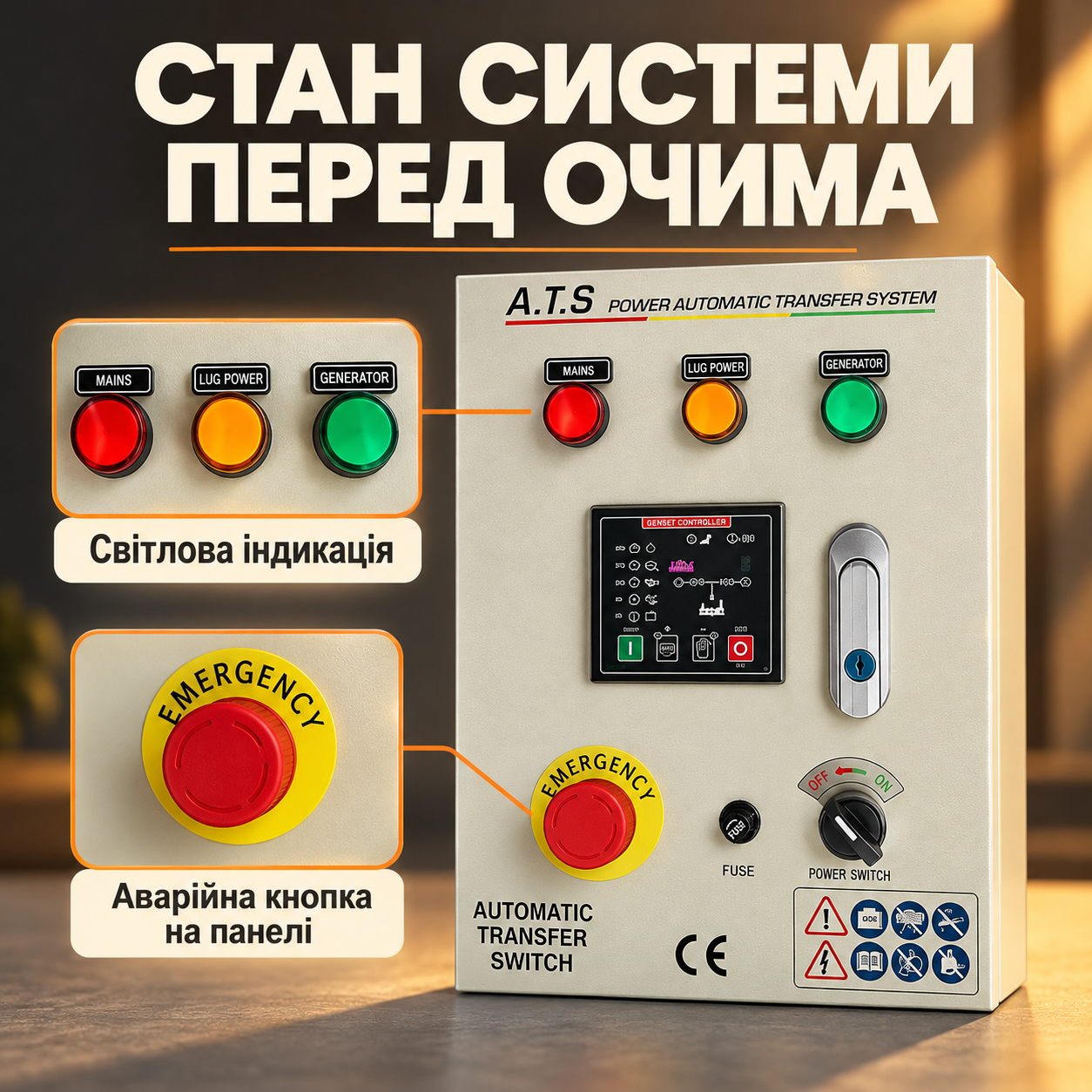 Блок ATS Kraft&Dele KD198-ATS, автоматика запуска генератора и переключения резервного питания, IP41