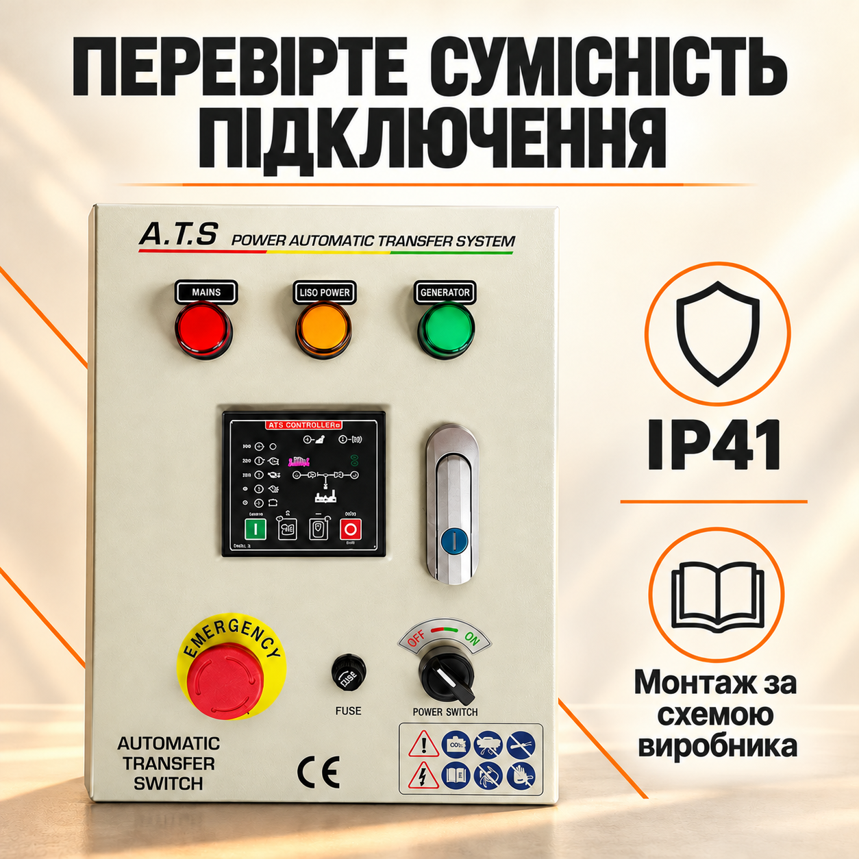 Блок ATS Kraft&Dele KD198-ATS, автоматика запуска генератора и переключения резервного питания, IP41