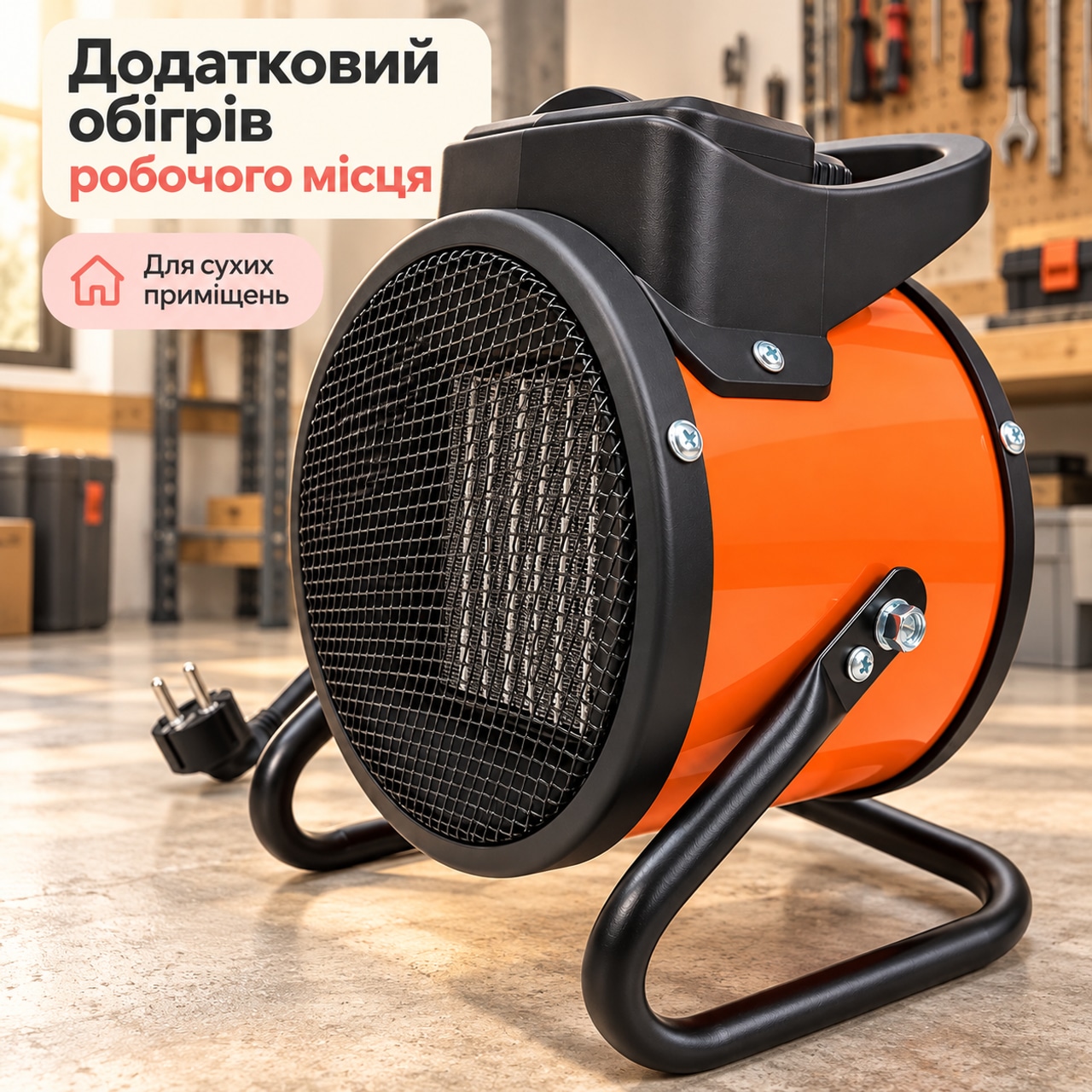 Керамический тепловентилятор Rebiner RFH-20 2 кВт с термостатом, переносной электрообогреватель 1000/2000 Вт: фото 2